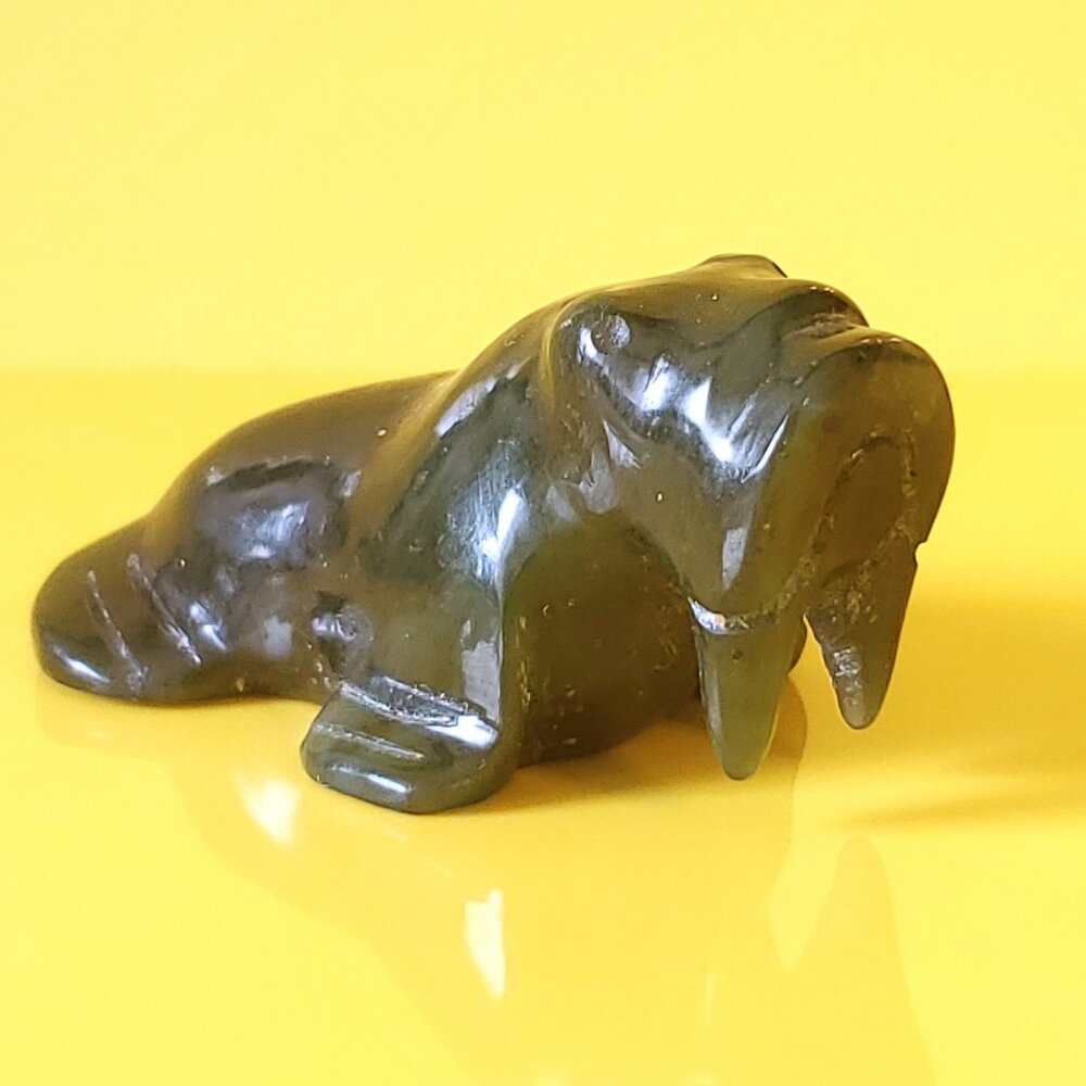Hand-Carved Canadian Jade Walrus Figurine – Genuine Nephrite from BC